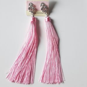 Pastel Collection Light Pink Long Tassel Earrings
